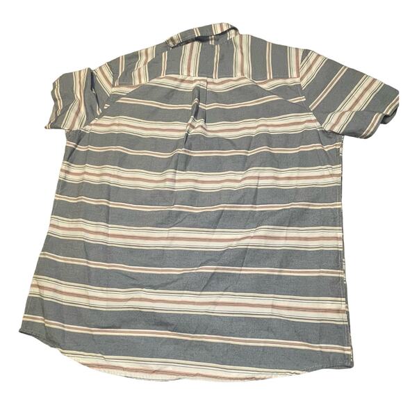 EDDIE BAUER MENS CASUAL BUTTON DOWN GRAY PINK AND WHITE STRIPED SHIRT MED/LARG - Picture 3 of 3